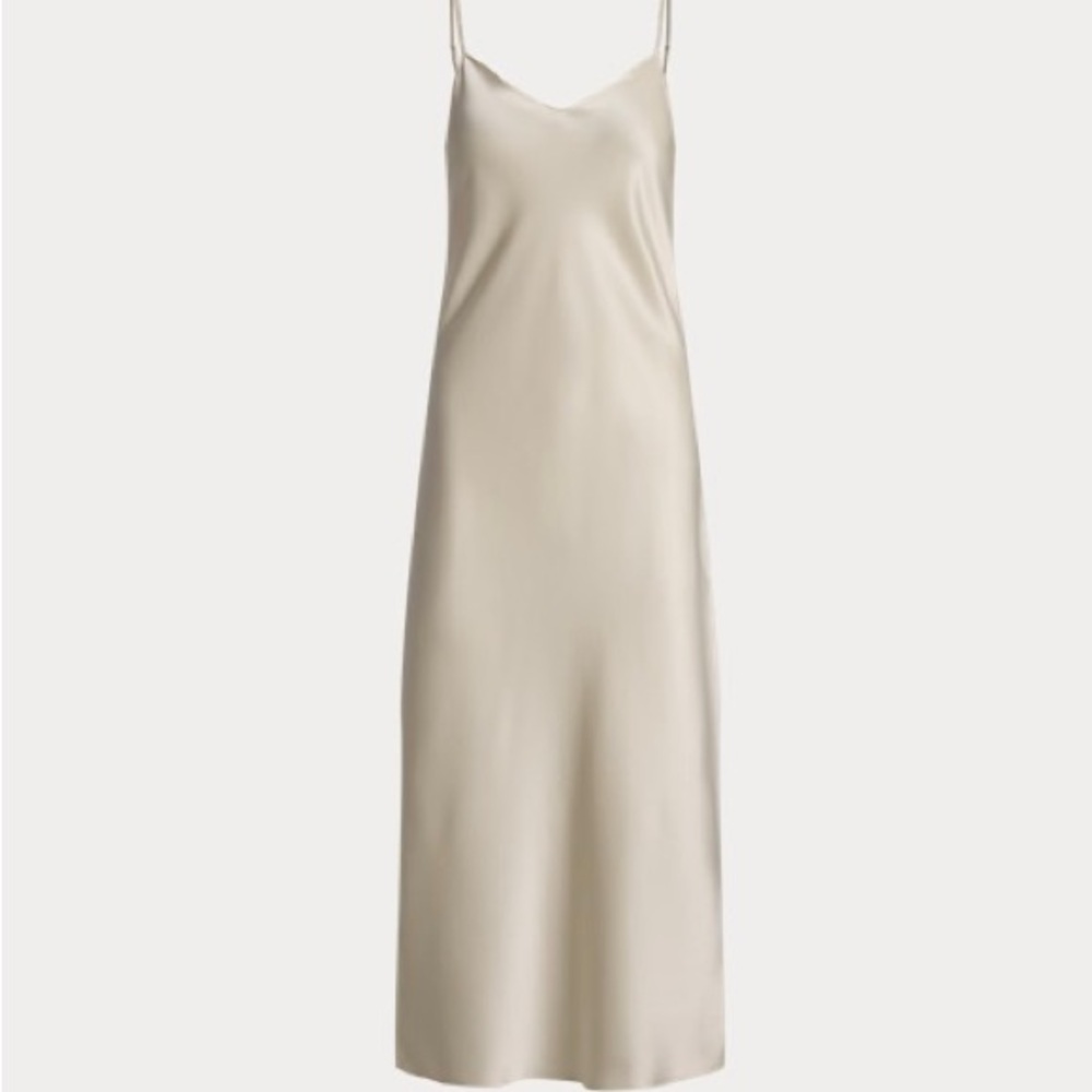 Polo Ralph Lauren Satin Midi Slip Dress Size 0, Champagne